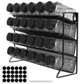 4 Tier Spice Storage Rack with 24pcs Seasoning Bottles, Countertop Stand Seasoning Organizer Spice Jars Storage Shelf for Kitchen